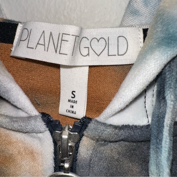 Planet Gold - Tie Dye Velvet Cropped Zip-Up Hoodie - Picture 6 of 8